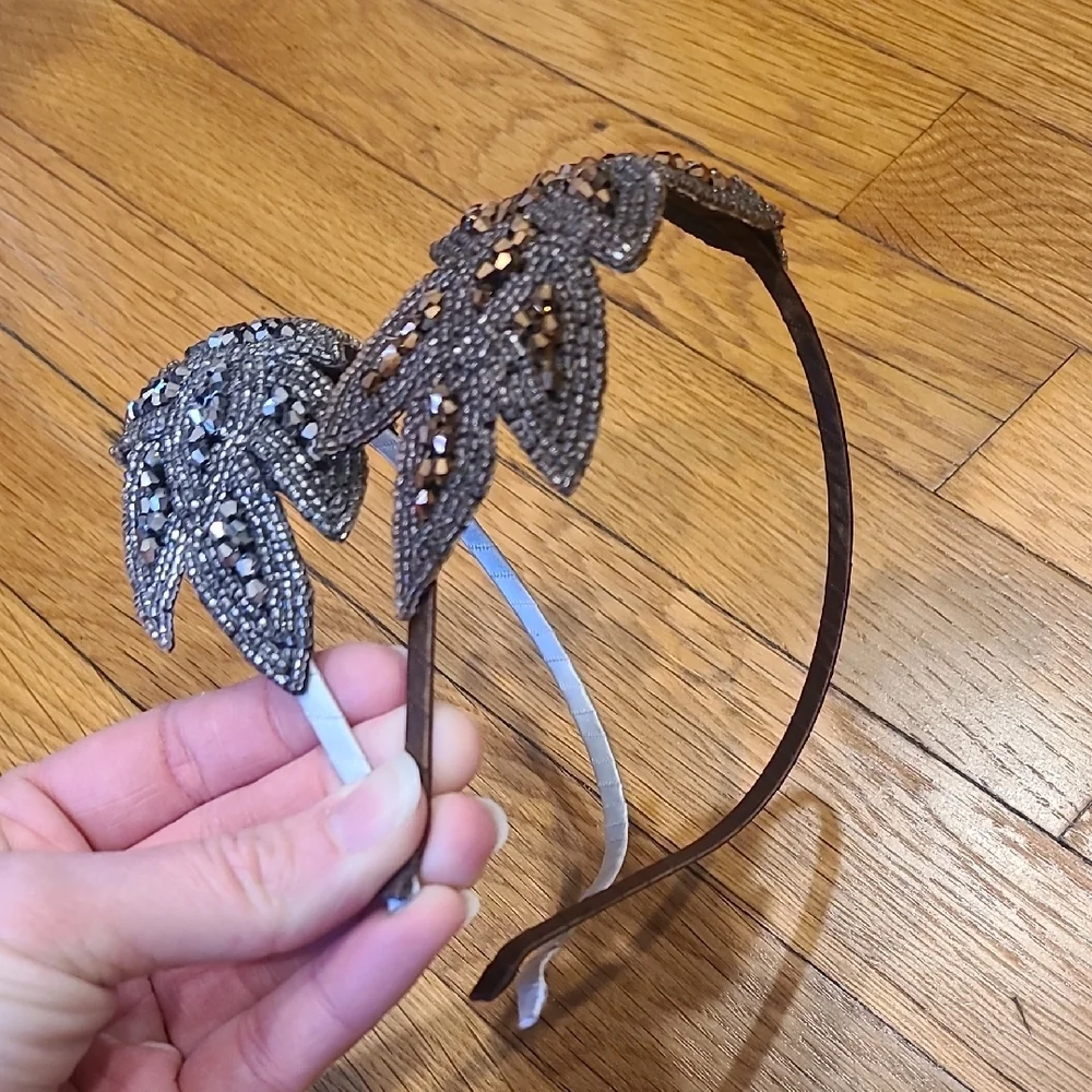 Brown and Silver Beaded Headbands